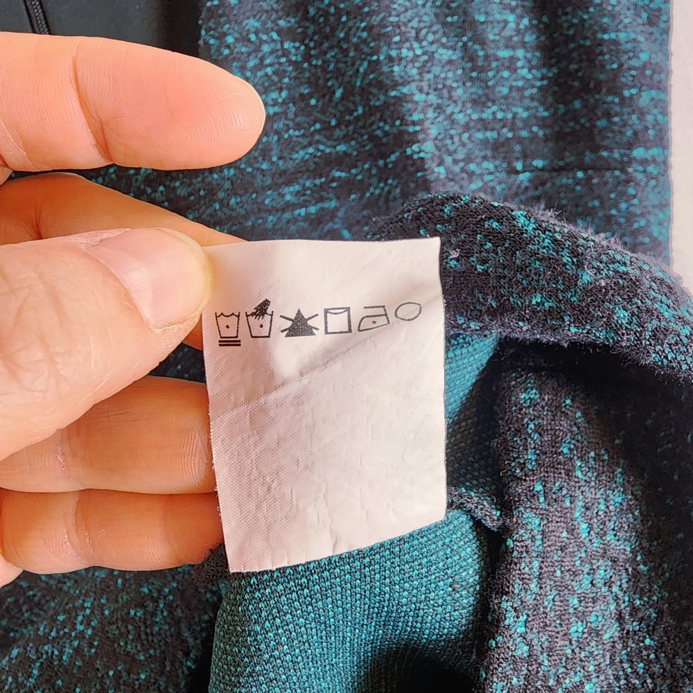 Le Chateau Sheath Dress Women Small Black Teal Marled Knit V Neck Made in Canada - Picture 13 of 13